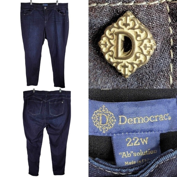 Democracy Jeans AB Solution Womens Plus Size 22 W Dark Wash Skinny High Rise - Picture 1 of 11